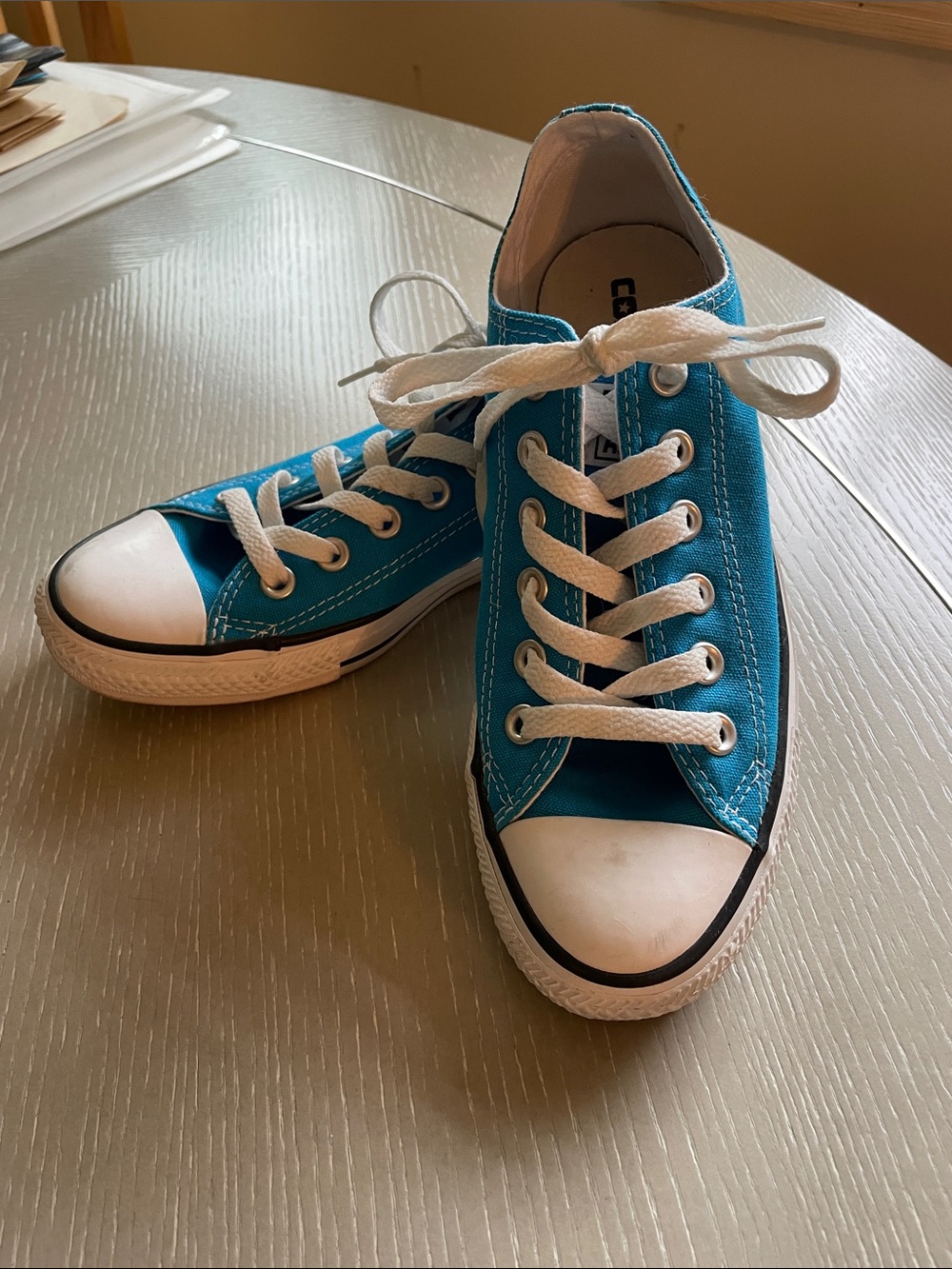 Converse Women’s 7 or Men’s 5 Teal Canvas Low-Top Sneakers with White Laces